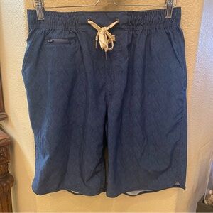 CARBON2COBALT Men Blue Unlined Leaf Print Shorts Size Large